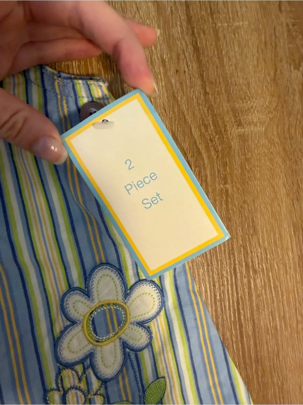 Vintage OshKosh Girls two piece set striped yellow and blue
